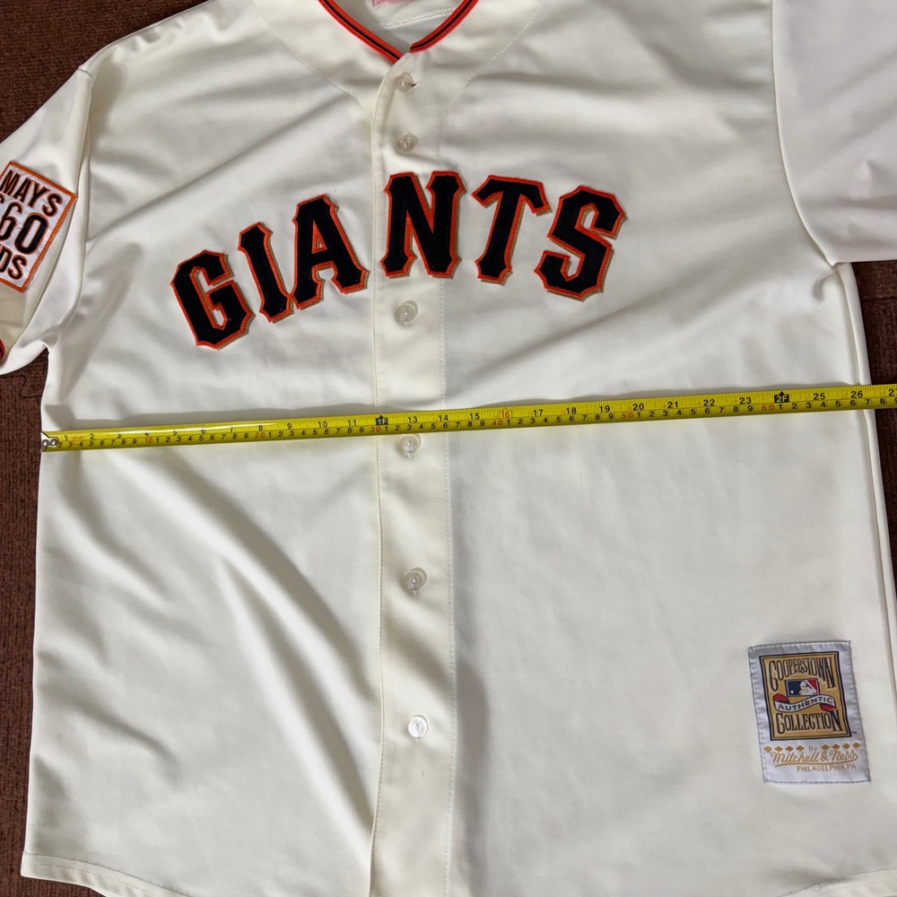 Vintage rare Mitchell & Ness SF Giants Jersey Mays 660 Bonds Patch Cream Size 60 - Picture 7 of 14